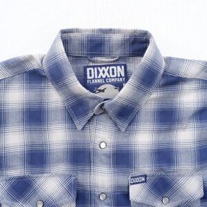 Dixxon Flannel Mens Flannel Shirt Medium The Midway Blue Gray Pearl Snap Plaid